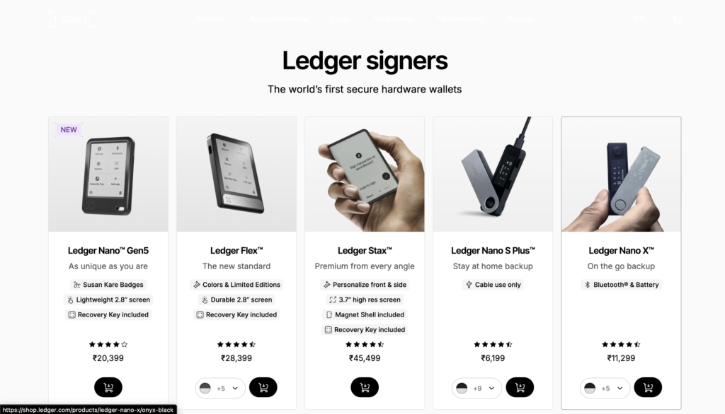 Ledger Hardware Crypto Wallets